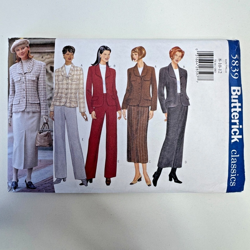 BUTTERICK 5869 Uncut Sewing Pattern Womens Jacket Skirt Pants Classics 8‎ 10 12